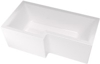 Акриловая ванна Marka One Linea L 165x85 см, левая, пристенная, белая, асимметричная, с каркасом, с экраном