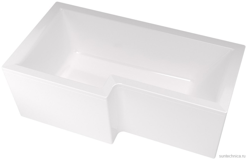 Акриловая ванна Marka One Linea L 165x85 см, левая, пристенная, белая, асимметричная, с каркасом, с экраном