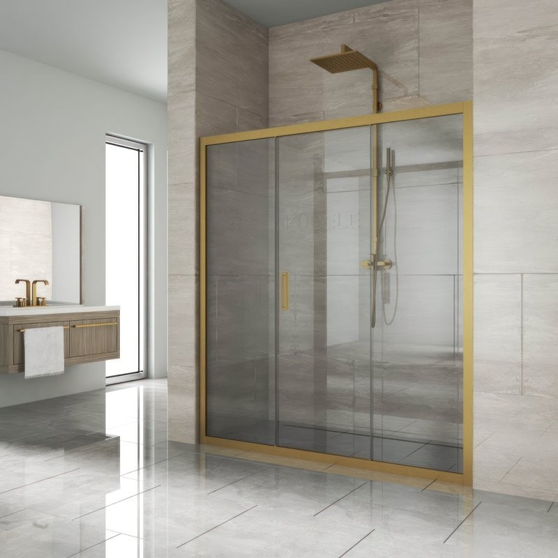 Душевая дверь в нишу Kubele DE019 D3-CLN-BR 160 см, профиль бронза