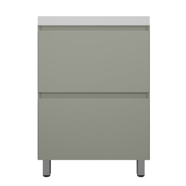 Тумба напольная "Манхэттен 60" ЭМАЛЬ, под раковину ASTI, 2 ящика, PLUS, олива