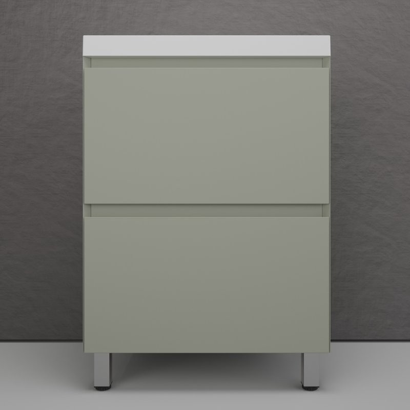 Тумба напольная "Манхэттен 60" ЭМАЛЬ, под раковину ASTI, 2 ящика, PLUS, олива