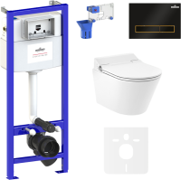 Комплект Lavinia Boho Унитаз подвесной Smart V-Clean 335901RS с микролифтом + Инсталляция RelFix 38010010 + Кнопка RelFix 38050801 + Дозатор RelFix 38040010