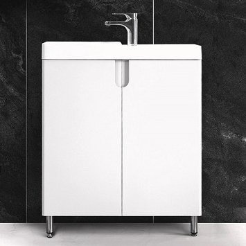 Тумба с раковиной Belux Даллас 70 L напольная, белая глянцевая