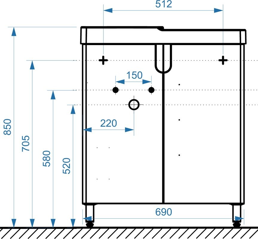 Тумба с раковиной Belux Даллас 70 L напольная, белая глянцевая