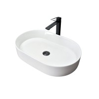 Накладная раковина GID Lago D1479 61 глянцевая белая, овальная, фаянс