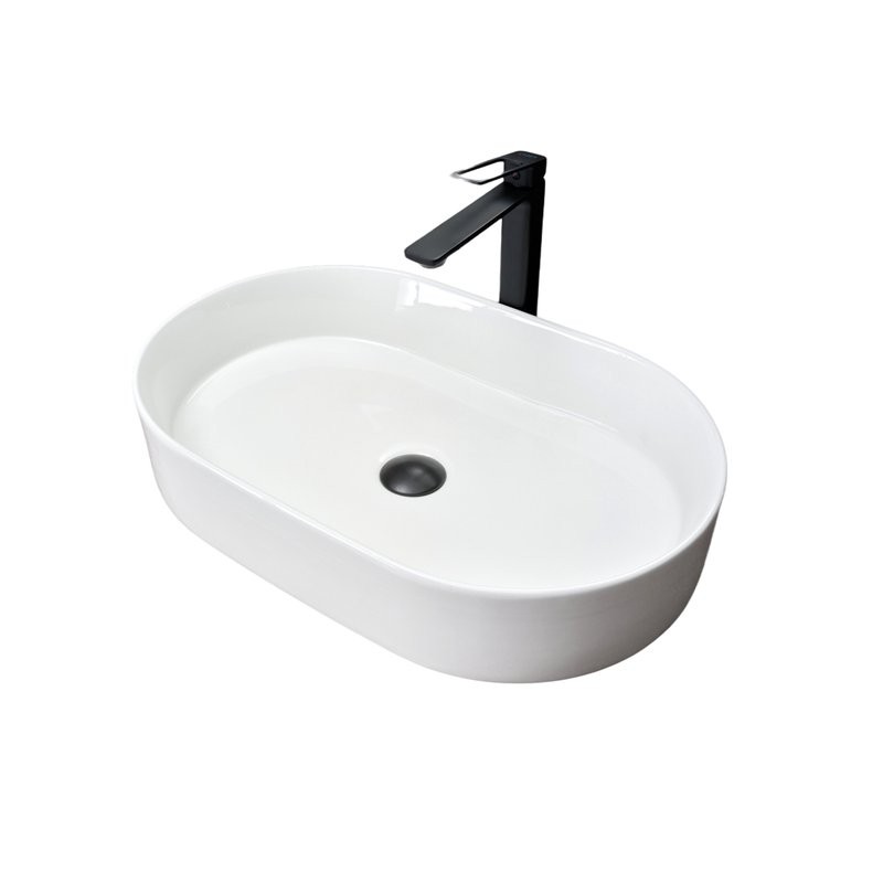 Накладная раковина GID Lago D1479 61 глянцевая белая, овальная, фаянс