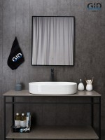 Накладная раковина GID Lago D1479 61 глянцевая белая, овальная, фаянс