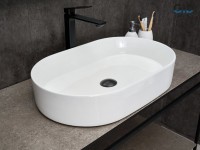 Накладная раковина GID Lago D1479 61 глянцевая белая, овальная, фаянс