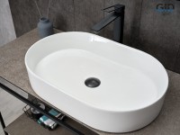 Накладная раковина GID Lago D1479 61 глянцевая белая, овальная, фаянс