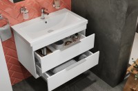 Мебель для ванной комнаты STWORKI Копенгаген 80 белая, в современном стиле, подвесная, российская (гарнитур, комплект)