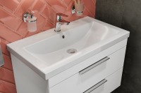 Мебель для ванной комнаты STWORKI Копенгаген 80 белая, в современном стиле, подвесная, российская (гарнитур, комплект)