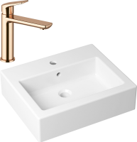 Комплект Накладная раковина Lavinia Boho Bathroom Sink 33311014 + Смеситель Wellsee ICON! for life 182304000 розовое золото