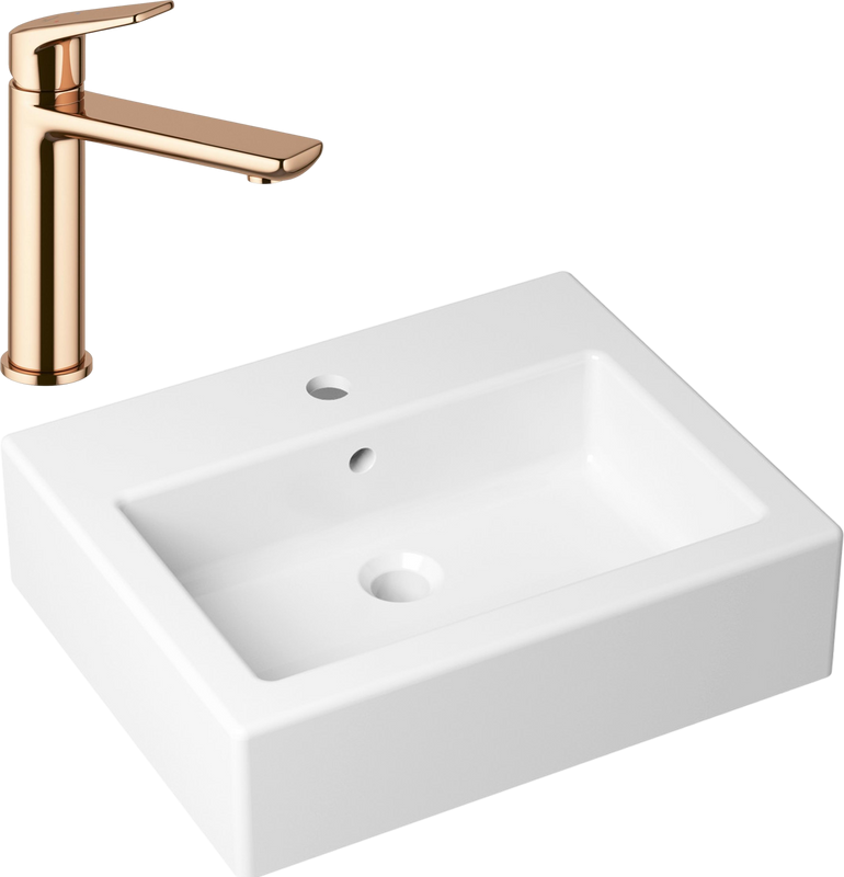 Комплект Накладная раковина Lavinia Boho Bathroom Sink 33311014 + Смеситель Wellsee ICON! for life 182304000 розовое золото