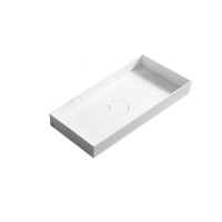 Накладная раковина Abber Stein AS2622 80 матовая белая, прямоугольная, искусственный камень