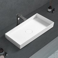 Накладная раковина Abber Stein AS2622 80 матовая белая, прямоугольная, искусственный камень