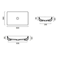 Накладная раковина Catalano Green 0422600001 60 глянцевая белая, прямоугольная