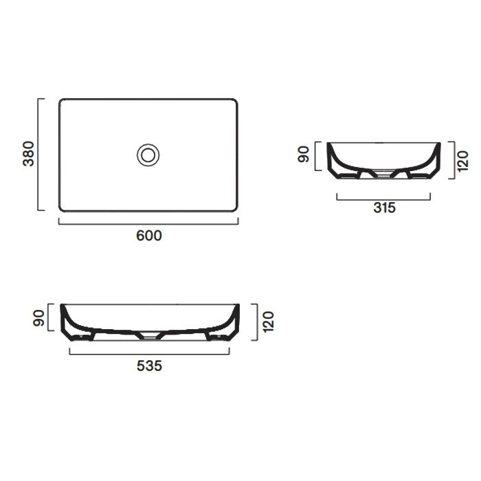 Накладная раковина Catalano Green 0422600001 60 глянцевая белая, прямоугольная
