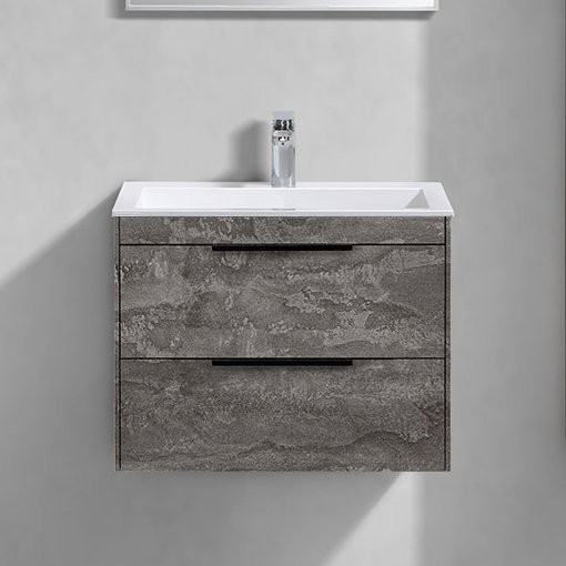 Тумба с раковиной Vincea Chiara 2D 60, 2 ящика, камень, с белой раковиной