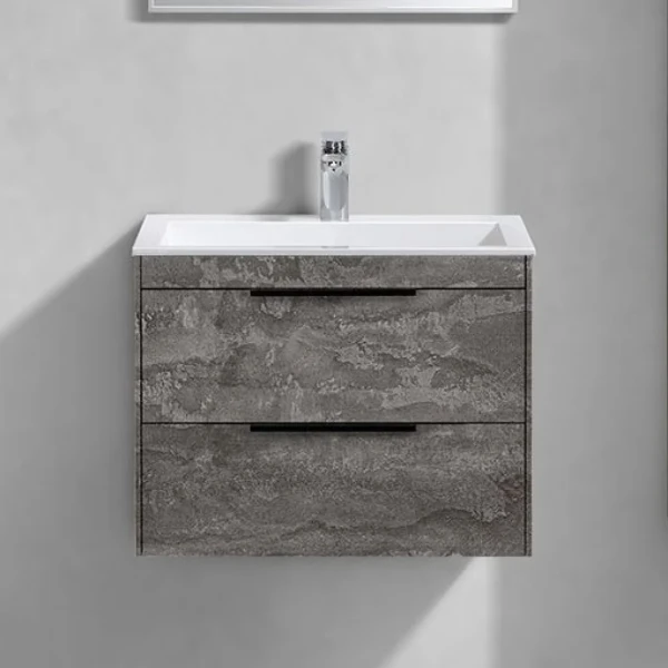 Тумба с раковиной Vincea Chiara 2D 60, 2 ящика, камень, с белой раковиной