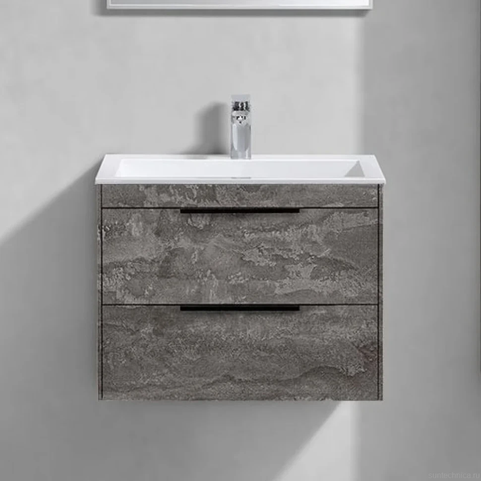 Тумба с раковиной Vincea Chiara 2D 60, 2 ящика, камень, с белой раковиной