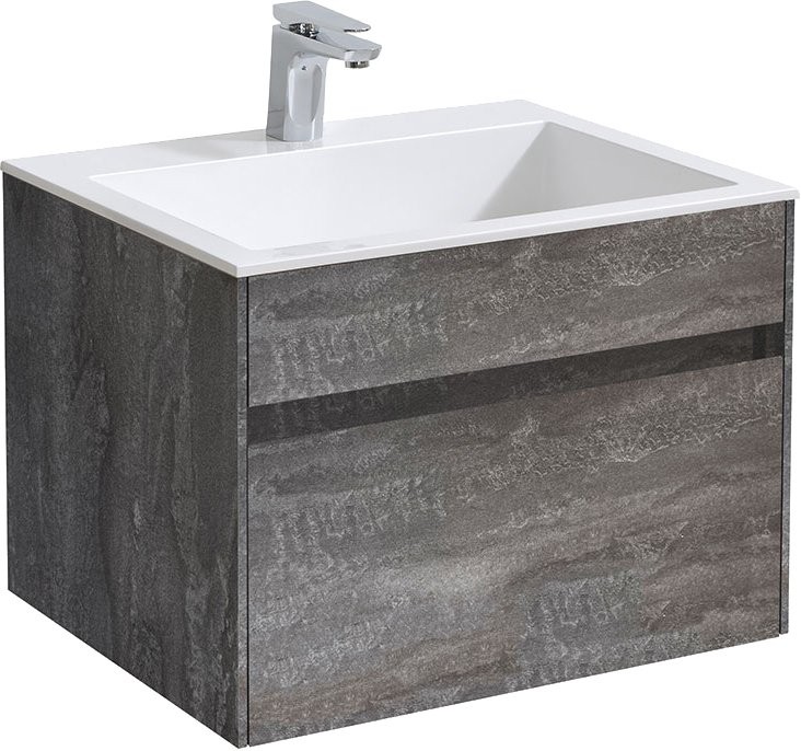 Тумба с раковиной Vincea Chiara 2D 60, 2 ящика, камень, с белой раковиной