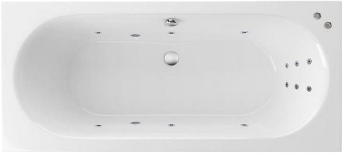 Акриловая ванна Excellent Oceana Slim WAEX.OCE18S.LINE 180x80 см, встраиваемая, с гидромассажем, белая, с каркасом, со сливом-переливом