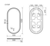 Зеркало Sancos Oval 55 с фронтальной подсветкой