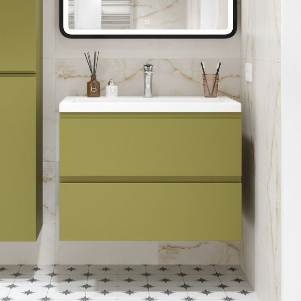 Тумба с раковиной Art&Max Bianchi 75 подвесная, оливковая матовая