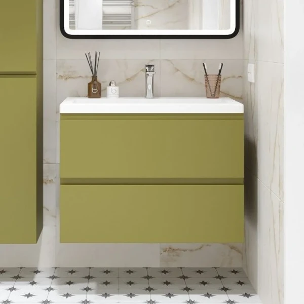 Тумба с раковиной Art&Max Bianchi 75 подвесная, оливковая матовая