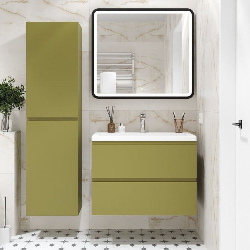 Тумба с раковиной Art&Max Bianchi 75 подвесная, оливковая матовая