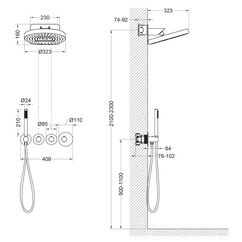 Душевой комплект Timo Saona SX-2329/16SM С ВНУТРЕННЕЙ ЧАСТЬЮ, с термостатом, белый матовый