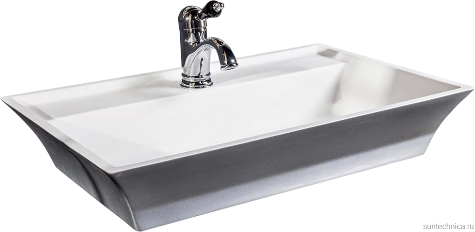 Накладная раковина Armadi Art NeoArt 804 67 серебро, прямоугольная, искусственный камень, с 1 отверстием под смеситель