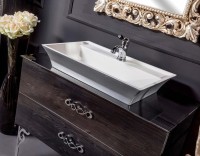 Накладная раковина Armadi Art NeoArt 804 67 серебро, прямоугольная, искусственный камень, с 1 отверстием под смеситель