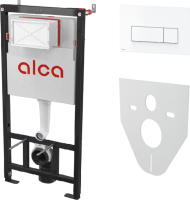 Комплект Унитаз подвесной EvaGold K505 безободковый, с микролифтом + Инсталляция AlcaPlast AM101/1120-4:1 RU M570-0001 кнопка смыва белая