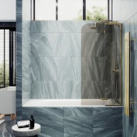 Шторка на ванну Maybahglass MGV-916-3 99 см, профиль золото, стекло бронза