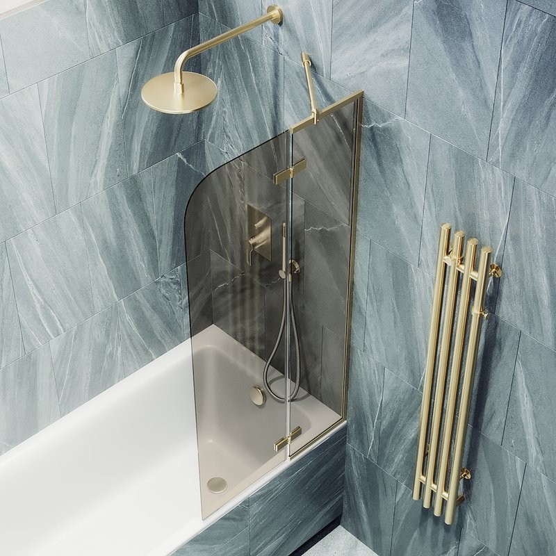 Шторка на ванну Maybahglass MGV-916-3 99 см, профиль золото, стекло бронза