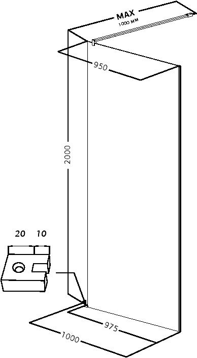 Душевая перегородка Allen Brau Infinity 1 3.21013.BA 100 см, профиль серебро браш, стекло прозрачное