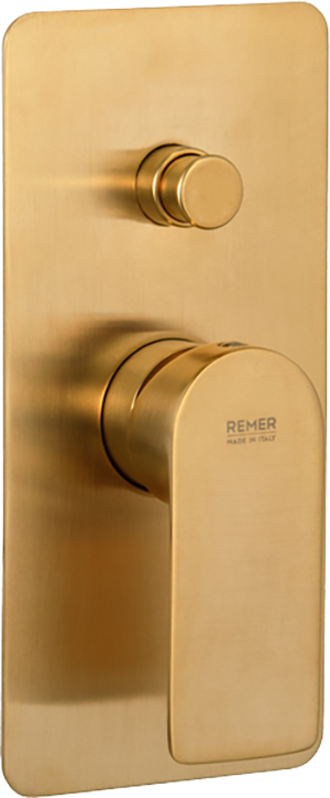 Встраиваемый смеситель для душа и ванны Remer Infinity I09KBBG С ВНУТРЕННЕЙ ЧАСТЬЮ, золото брашированное