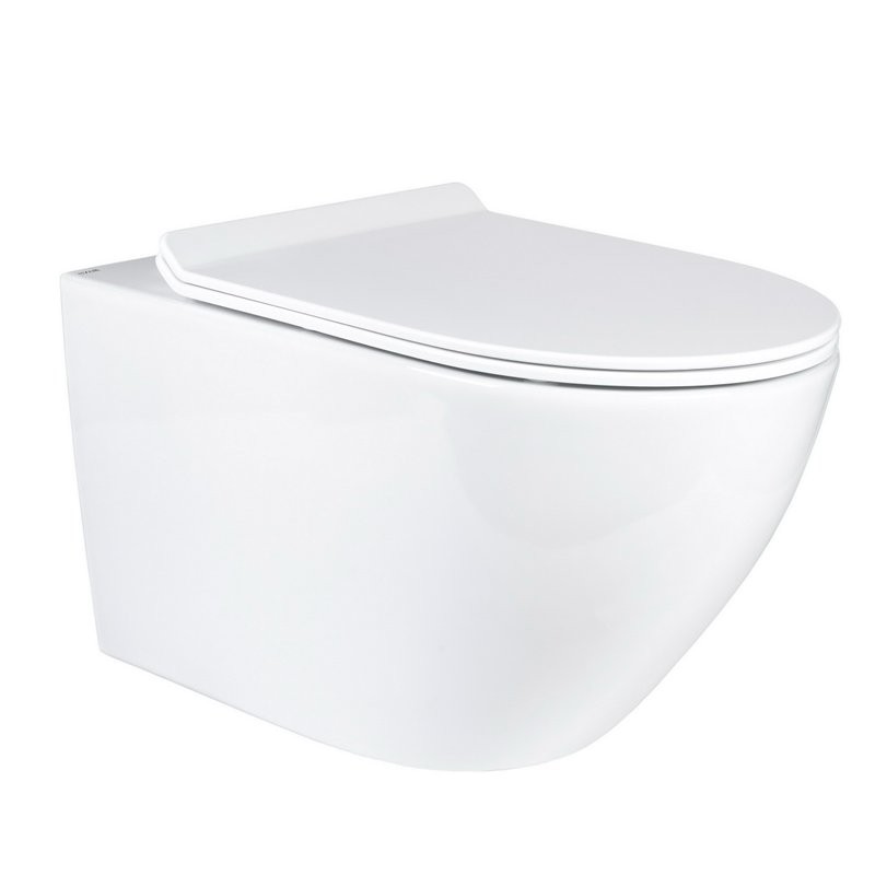 Комплект Унитаз подвесной BOND Oval F01-10Long удлиненный, безободковый, с микролифтом, белый + Инсталляция VitrA V-Fix Core 732-5800-01PV + Кнопка Root Square 740-2380 хром