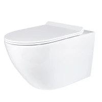 Комплект Унитаз подвесной BOND Oval F01-10Long удлиненный, безободковый, с микролифтом, белый + Инсталляция VitrA V-Fix Core 732-5800-01PV + Кнопка Root Square 740-2380 хром