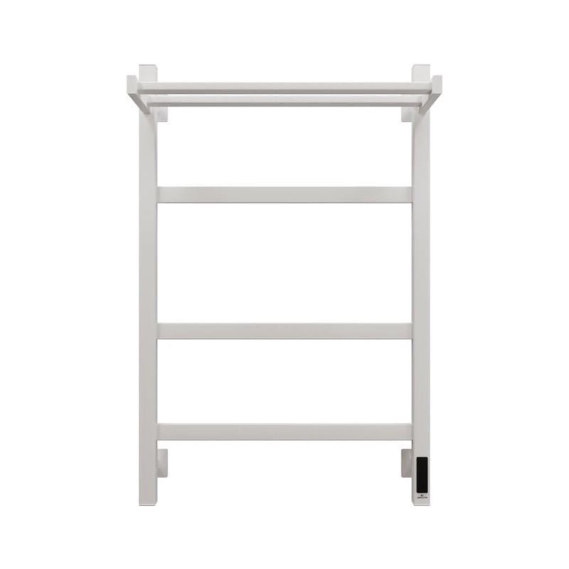 Полотенцесушитель электрический Grota Tela 530х800 RAL9016 EL 80x55 см, подключение справа, слева, скрытое подключение справа, матовый белый, лесенка, из стали, с полкой