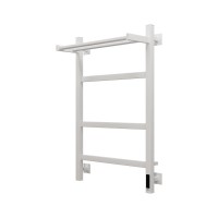 Полотенцесушитель электрический Grota Tela 530х800 RAL9016 EL 80x55 см, подключение справа, слева, скрытое подключение справа, матовый белый, лесенка, из стали, с полкой