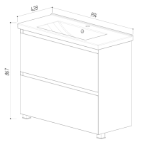 Тумба с раковиной Belux Киото Н 100 напольная, 2 ящика, белая