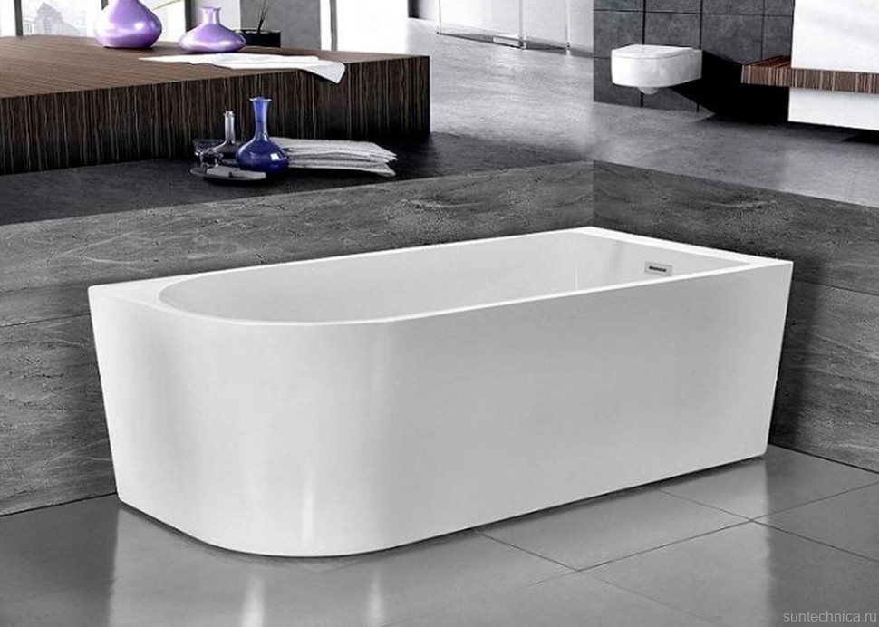 Акриловая ванна Esbano Afina L 170x80 см, левая, отдельностоящая, белая, асимметричная, со сливом-переливом