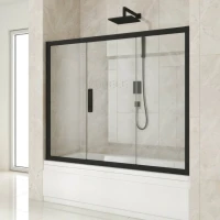 Шторка на ванну Kubele DE019 P3-CLN-BLMT 180х150 см, профиль матовый черный