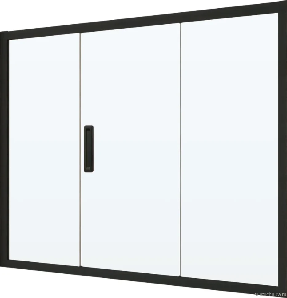 Шторка на ванну Kubele DE019 P3-CLN-BLMT 180х150 см, профиль матовый черный