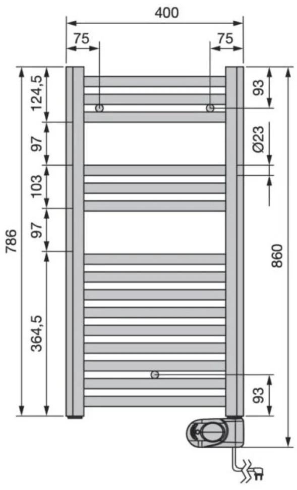 Полотенцесушитель электрический Zehnder Aura PBEZ-080-040/MQ RAL 9016 80x40 белый