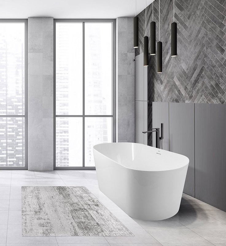 Акриловая ванна BelBagno BB416 170x80 см, отдельностоящая, белая, овальная, со сливом-переливом, с донным клапаном