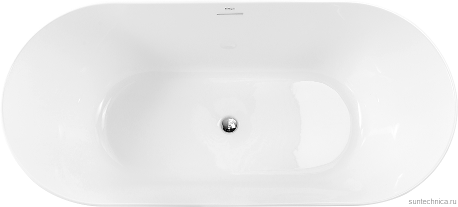 Акриловая ванна BelBagno BB416 170x80 см, отдельностоящая, белая, овальная, со сливом-переливом, с донным клапаном