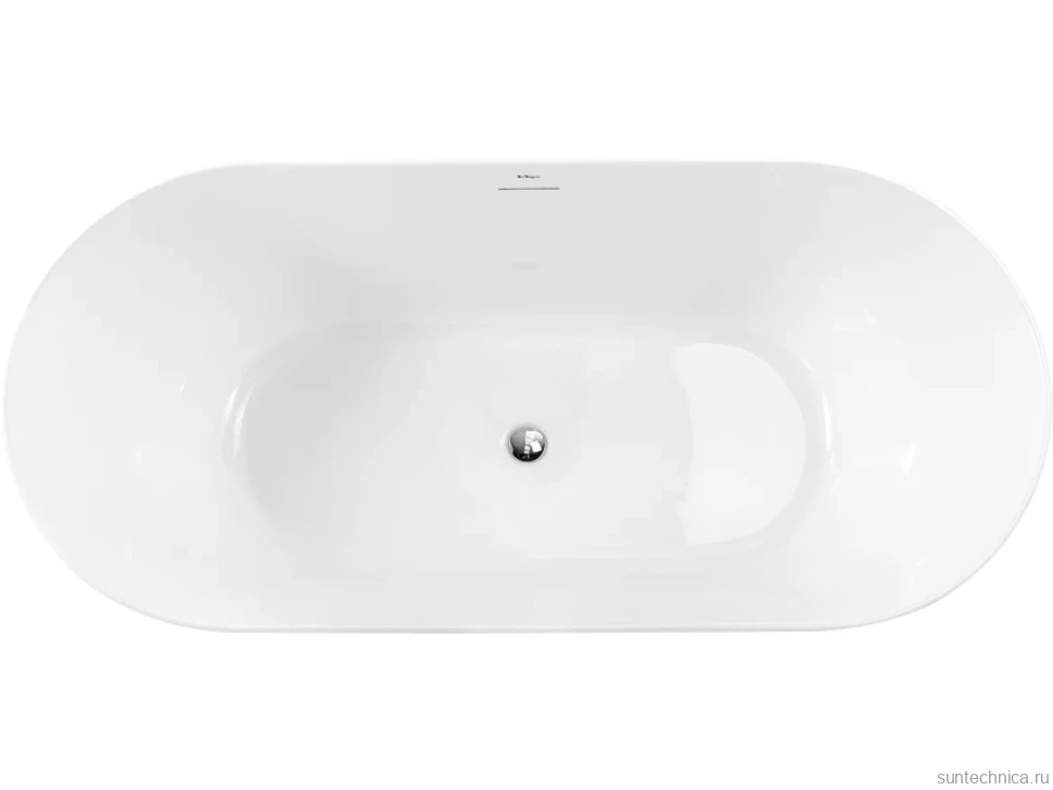 Акриловая ванна BelBagno BB416 170x80 см, отдельностоящая, белая, овальная, со сливом-переливом, с донным клапаном